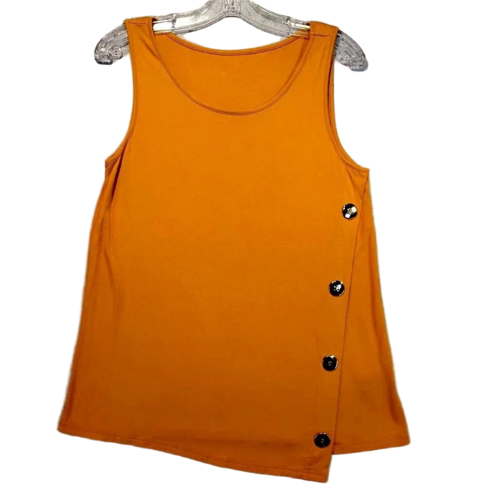 Women's Mustard Asymmetrical Sleeveless Tunic Length Tank Top CK MEASUREMENTS